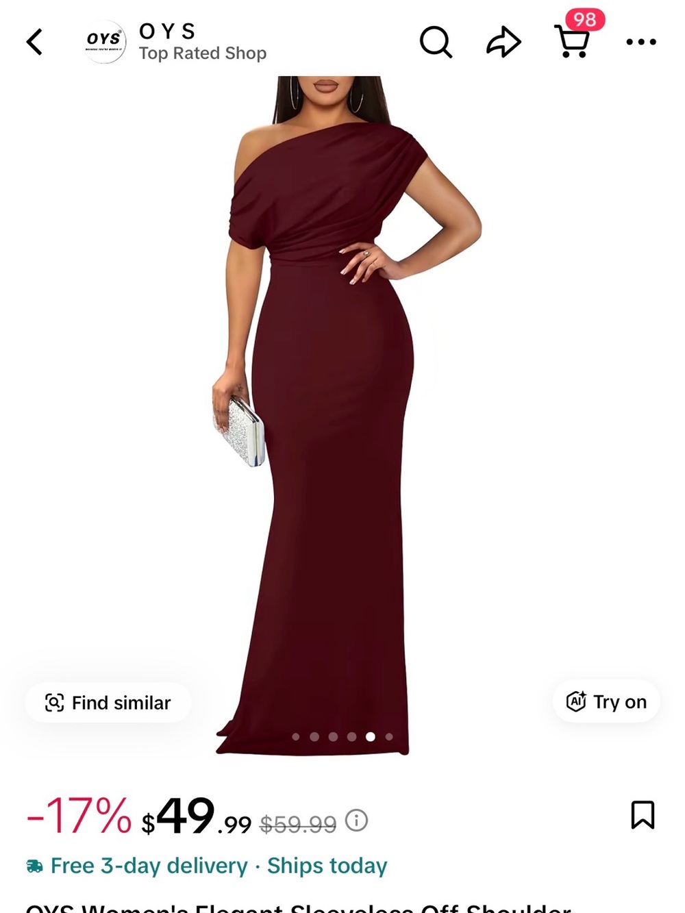 Women’s Elegant Off Shoulder Formal Party Dress